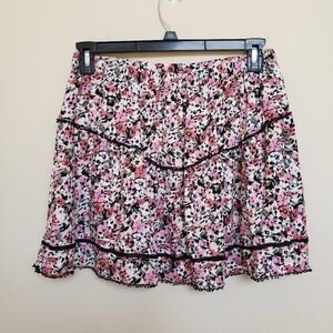 MINKPINK Pink and Purple Floral Micro and Ultra Mini Skirt